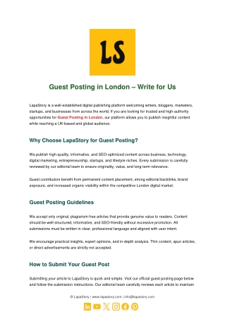 Guest Posting in London – Write for Us