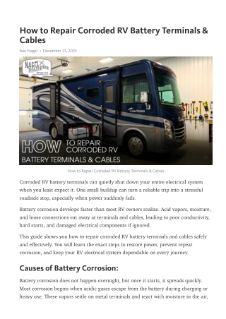 Fix Battery Terminals & Cables by RV repair Michigan Guide