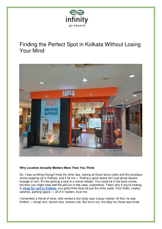 Shops for Rent in Kolkata | Infinity Group Retail