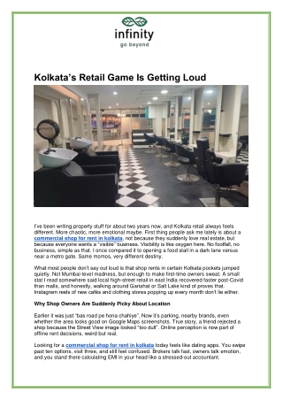 Commercial Shops for Rent in Kolkata | Infinity Group Retail