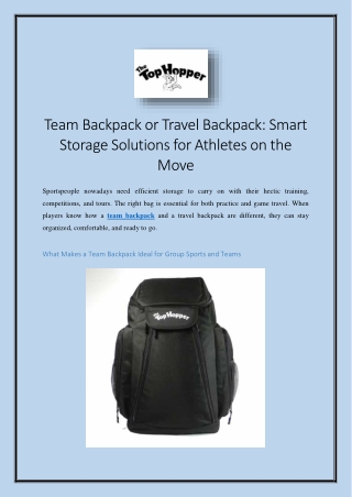 Team Backpack or Travel Backpack Smart Storage Solutions for Athletes on the Move