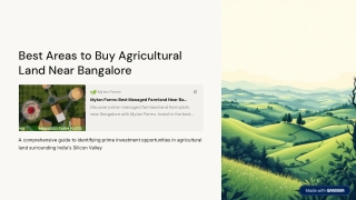 Best Areas to Buy Agricultural Land Near Bangalore