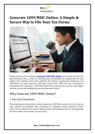 Generate 1099 MISC Online A Simple and Secure Way to File Your Tax Forms