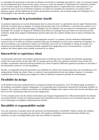 Tendances Actuelles en Terme De CONCEPTION DES PRESENTOIRS.
