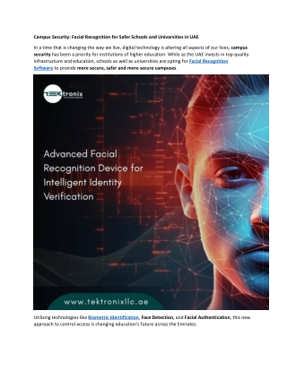 Campus Security - Facial Recognition for Safer Schools and Universities in UAE
