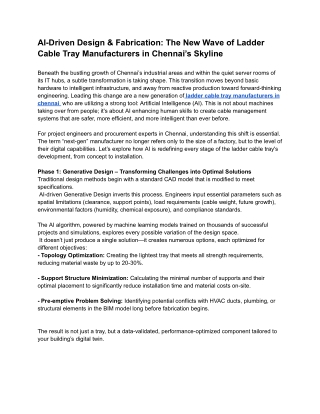 AI-Driven Design & Fabrication_ The New Wave of Ladder Cable Tray Manufacturers in Chennai’s Skyline