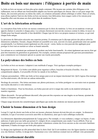 Boite en bois sur mesure  l'élégance à portée de main