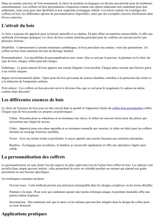 Coffrets en Bois Écologiques et Personnalisés : Un Choix Responsable !