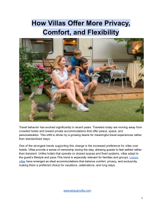 How Villas Offer More Privacy, Comfort, and Flexibility