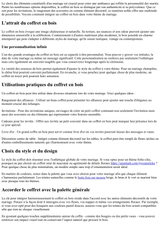 Comment Intégrer un coffret bois Dans Votre Thème de Mariage?