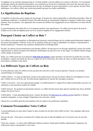 Coffrets en Bois Personnalisés pour un Baptême Inoubliable