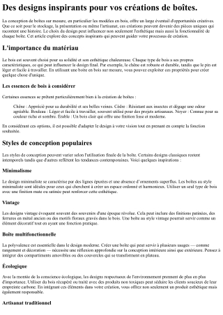 Des designs inspirants pour vos créations de boîtes.