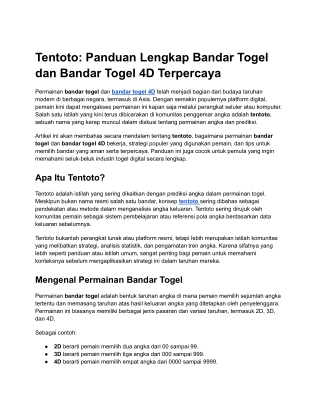 Tentoto_ Panduan Lengkap Bandar Togel dan Bandar Togel 4D Terpercaya