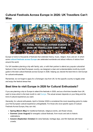 Cultural Festivals Across Europe in 2026 UK Travellers Cant Miss