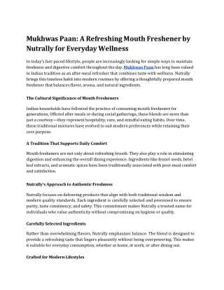 Mukhwas Paan: A Refreshing Mouth Freshener by Nutrally for Everyday Wellness