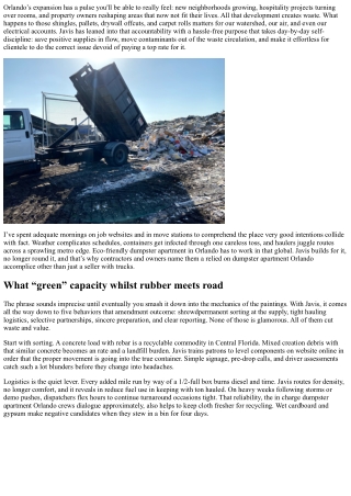 Eco-Friendly Dumpster Rental Orlando: Javis’ Green Initiatives