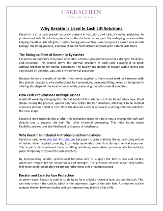 Why Keratin Is Used in Lash Lift Solutions