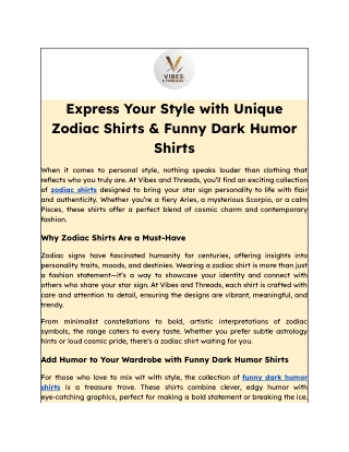 Express Your Style with Unique Zodiac Shirts & Funny Dark Humor Shirts