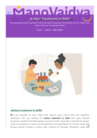 Autism Treatment in Noida | Holistic Ayurvedic Care