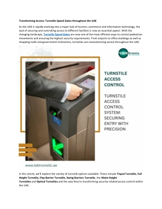 Revolutionizing Access - Turnstile Speed Gates across the UAE