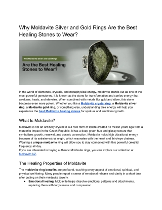 Why Moldavite Silver and Gold Rings Are the Best Healing Stones to Wear