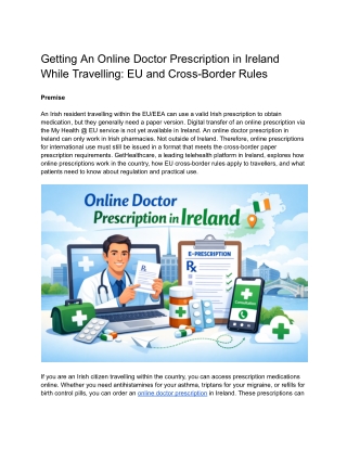 Getting An Online Doctor Prescription in Ireland While Travelling
