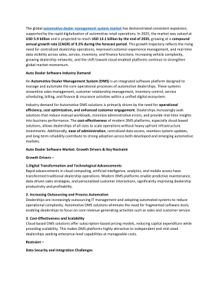 Auto Dealer Software Market Size, Share, Trend and Outlook 2026-2035