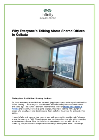 Shared Office Space in Kolkata – Affordable Workspaces