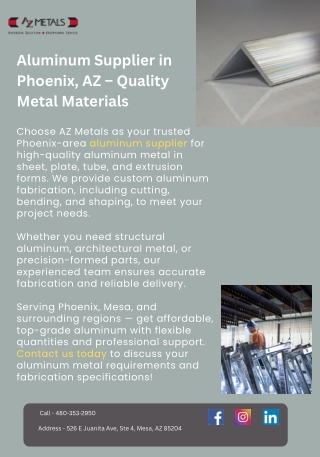 Aluminum Supplier in Phoenix, AZ – Quality Metal Materials