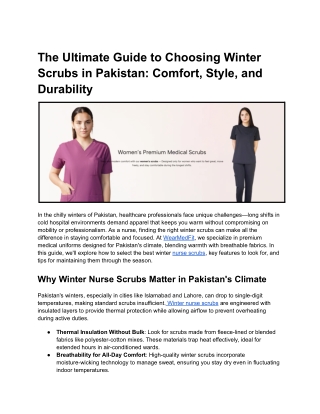 The Ultimate Guide to Choosing Winter Scrubs in Pakistan_ Comfort, Style, and Durability