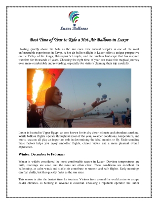 Best Time of Year to Ride a Hot-Air Balloon in Luxor