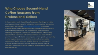 Why choose coffee roaster second hand models from pros sellers