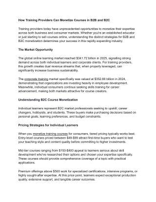 How Training Providers Can Monetize Courses in B2B and B2C