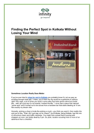 Shop for Rent in Kolkata – Commercial Shop Space Available