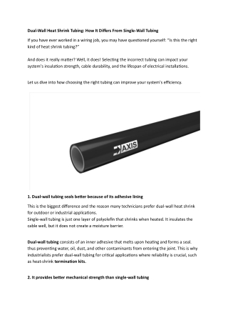 Dual Wall Heat Shrink Tubing How It Differs From Single Wall Tubing