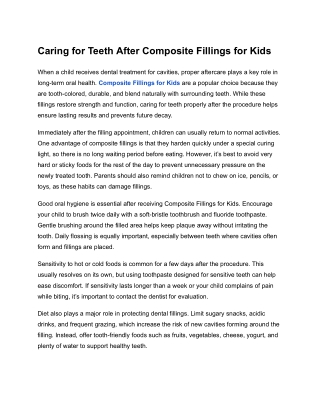 Caring for Teeth After Composite Fillings for Kids