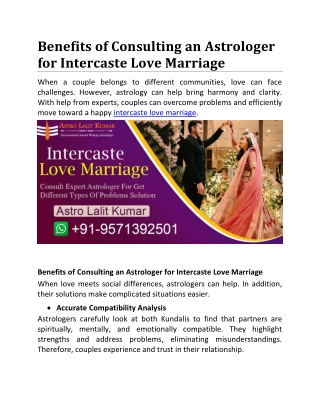 Benefits of Consulting an Astrologer for Intercaste Love Marriage