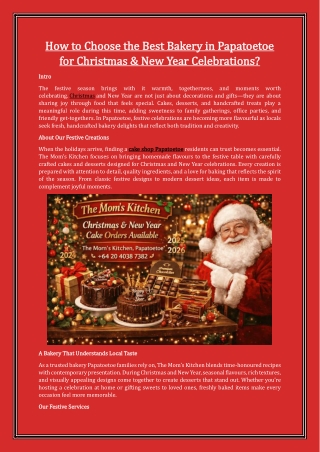 How to Choose the Best Bakery in Papatoetoe for Christmas & New Year Celebration