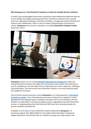 Why Dotsquares Is a Top SharePoint Company in London for Scalable Business Solutions