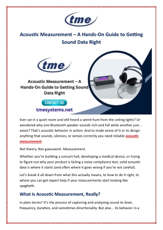 Acoustic Measurement – A Hands-On Guide to Getting Sound Data Right