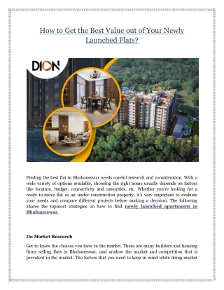 How to Get the Best Value out of Your Newly Launched Flats