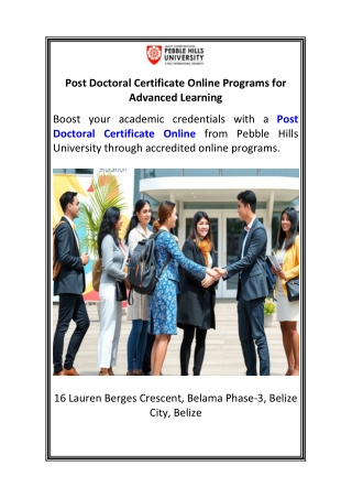 Post Doctoral Certificate Online Programs for Advanced Learning