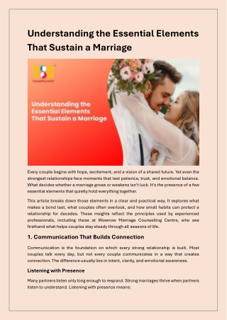 The Key Elements That Build a Strong and Lasting Marriage