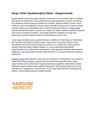 Kargo Takibi Yapabileceğiniz Siteler - Kargom nerede