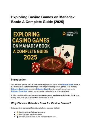 Exploring Casino Games on Mahadev Book_ A Complete Guide (2025)