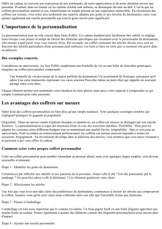 Faites passer vos cadeaux au niveau supérieur avec les cofferts personnalisés.