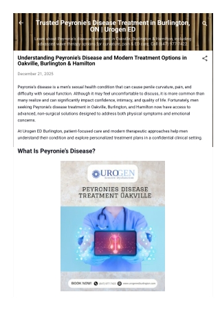 Trusted Peyronie's Disease Treatment in Burlington, ON  Urogen ED