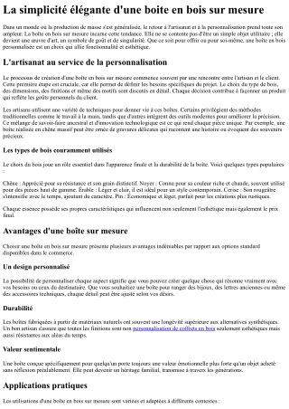 La simplicité élégante d'une boite en bois sur mesure