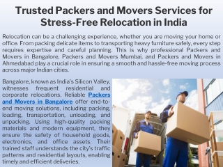 Trusted Packers and Movers Services for Stress-Free Relocation in India