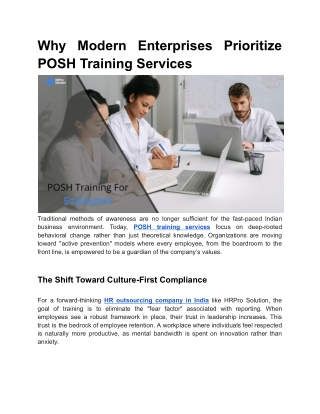 POSH Training Services in India - HRPro Solution